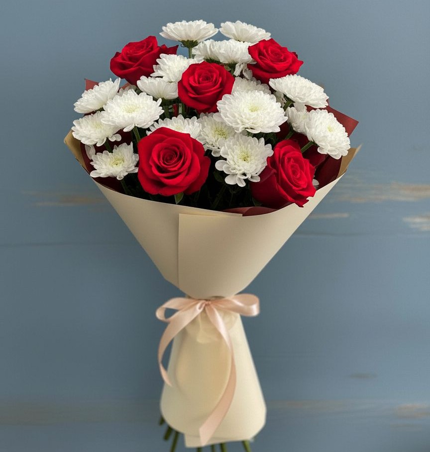 Букет цветов из: Розы и Хризантемы в Кобралово