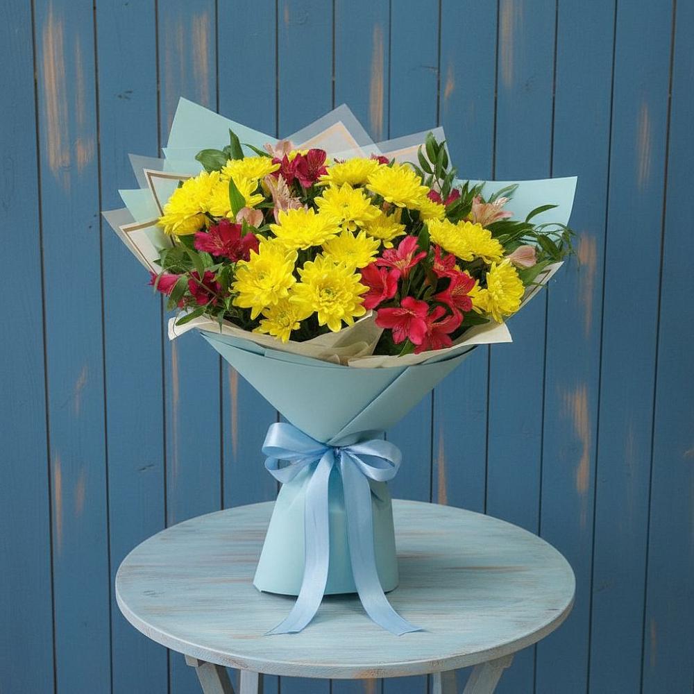 Букет цветов из: Альстромерии и Хризантемы в Кобралово