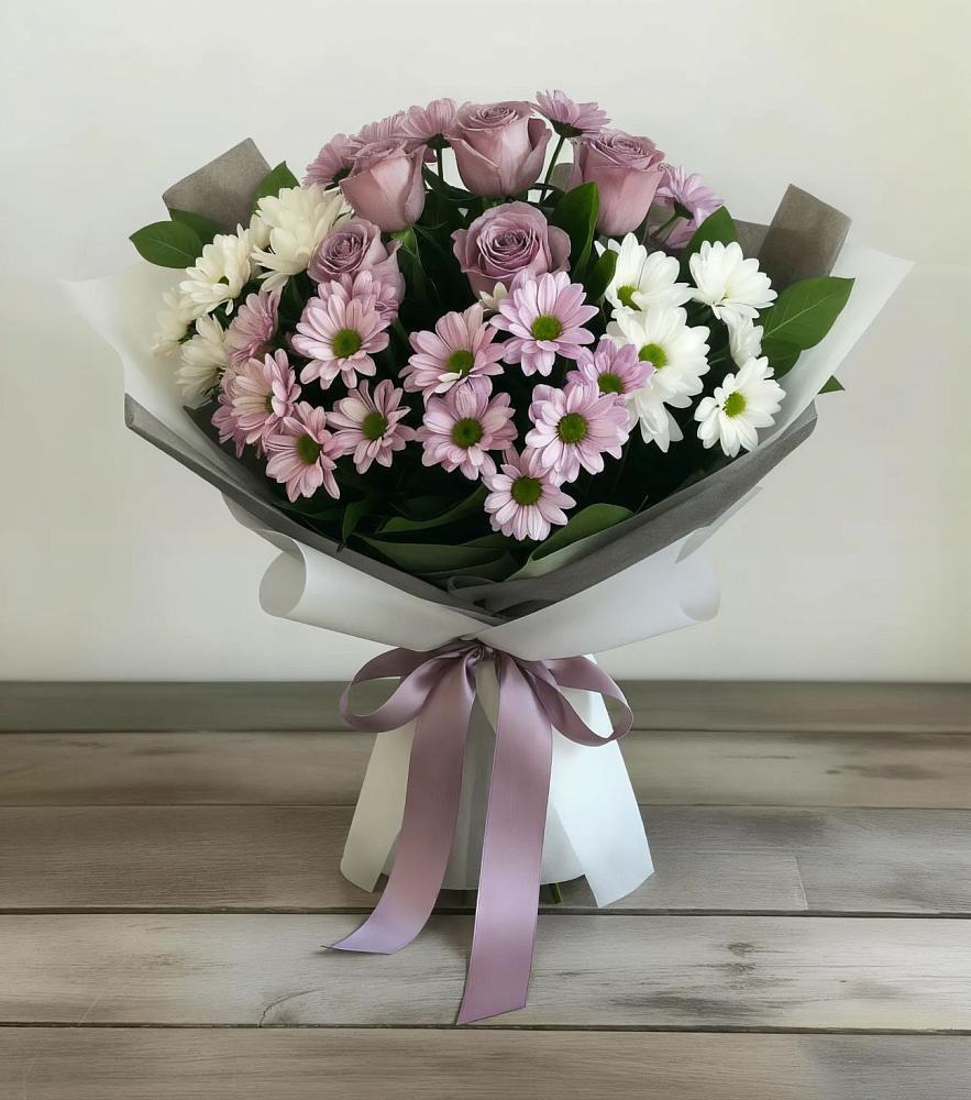 Букет цветов из: Хризантемы и Розы в Кобралово