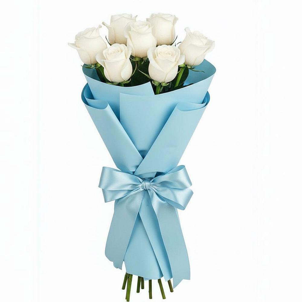 Букет 7 белых роз Проуд в Кобралово