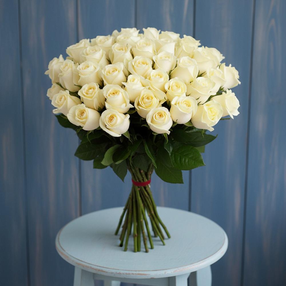 Букет 51 Белая роза Эдлесс Лав в Кобралово