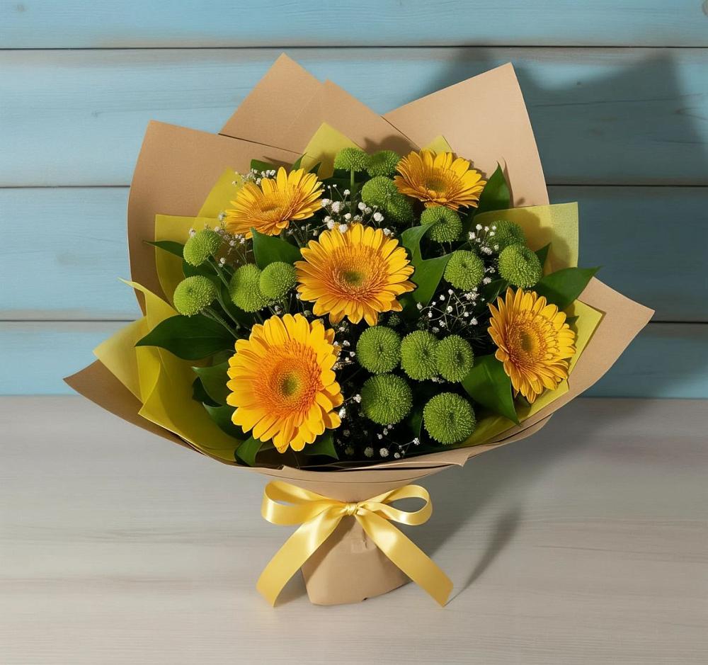 Букет цветов из: Герберы и Хризантемы в Кобралово