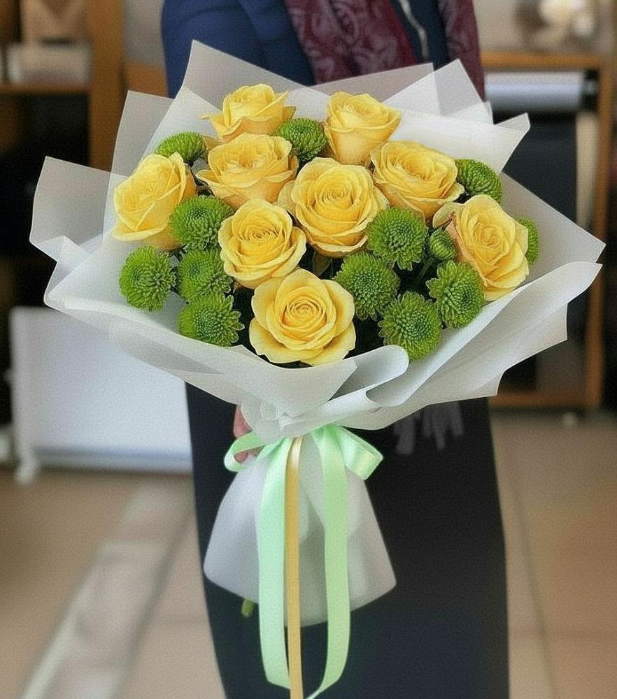 Букет цветов из: Хризантемы и Розы в Кобралово