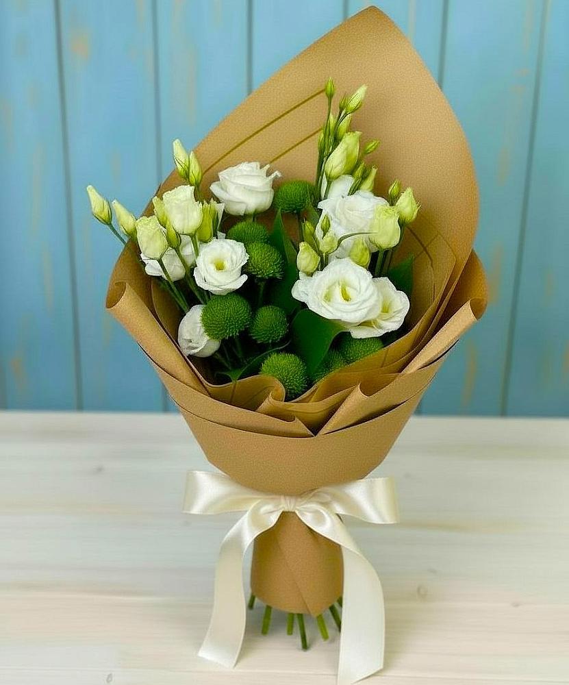 Букет цветов из: Хризантемы и Лизиантусы в Кобралово