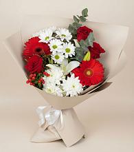 Букет цветов из:  Розы, Хризантемы, Герберы и Лилии в Кобралово