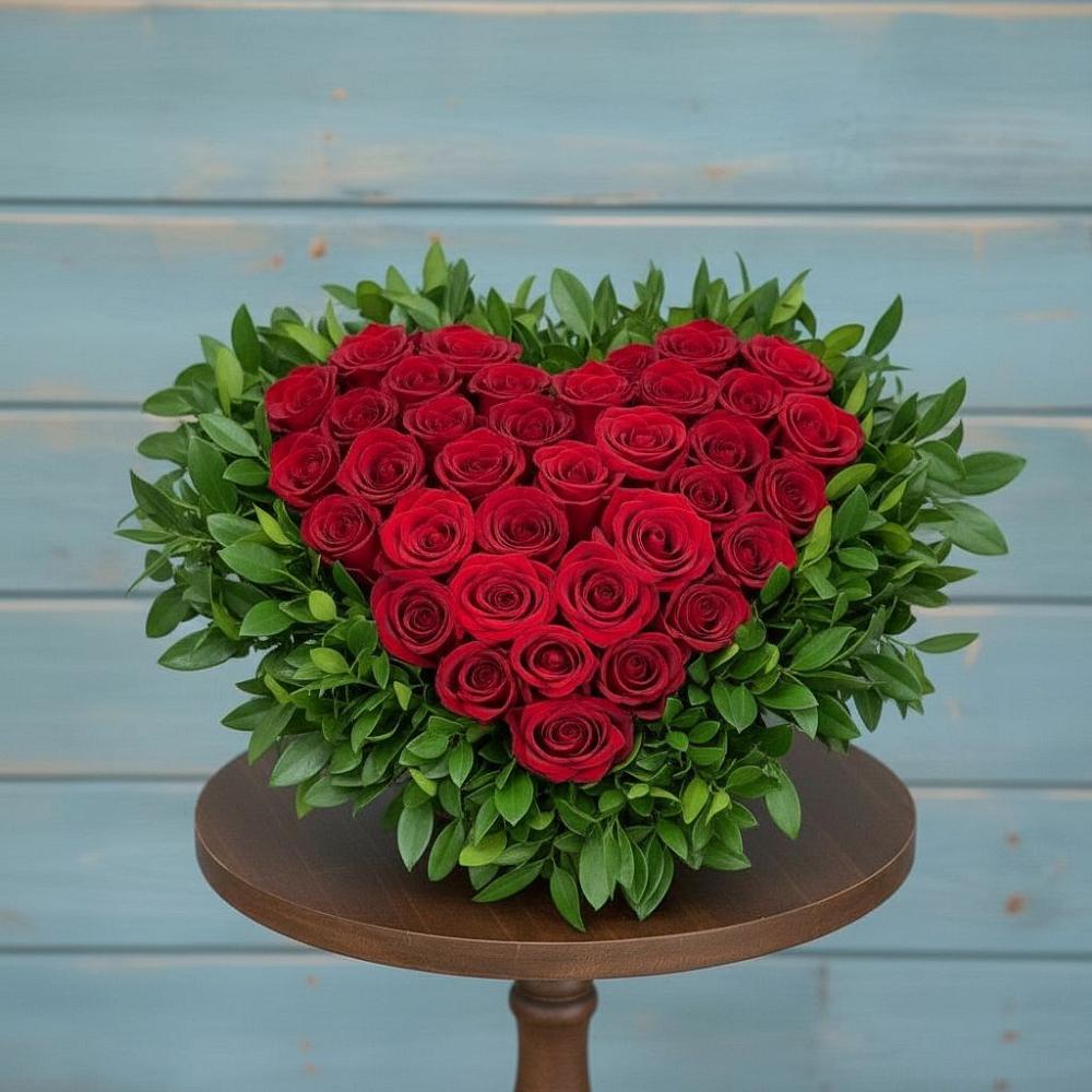 Цветочная композиция из Розы в виде сердца в Кобралово