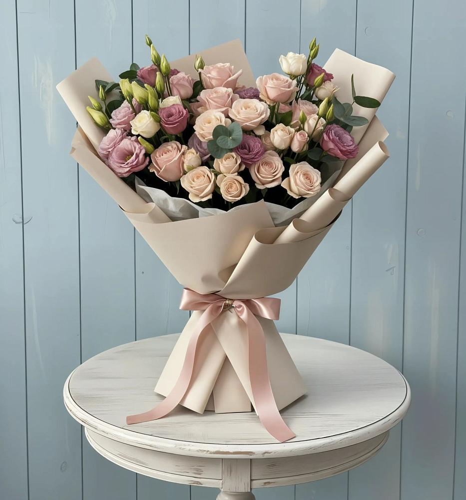 Букет цветов из: Розы и Лизиантусы в Кобралово