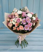 Букет цветов из:  Хризантемы, Розы и Альстромерии в Кобралово